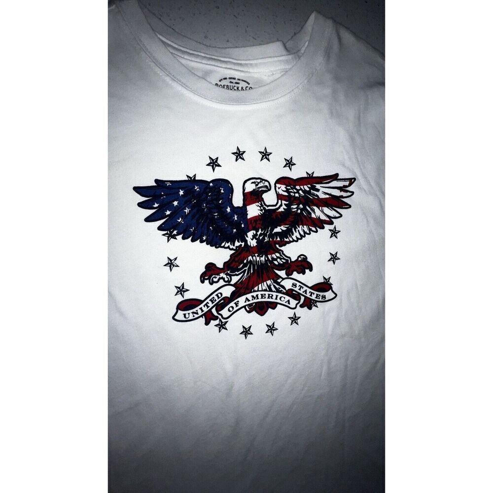Vintage Roebuck & Co. Bald Eagle T Shirt, Junior X-Large,Sleeve Unisex - Picture 9 of 14